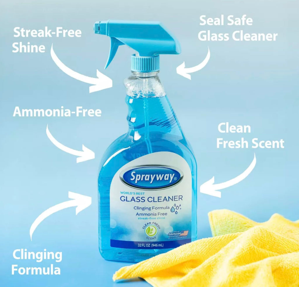Sprayway Glass Cleaner Liquid Spray, 32oz, Pack of 6 | Ammonia-Free, Streakless, Foaming Action | Recyclable Bottle, Fresh Fragrance | Removes Fingerprints, Dust, Dirt, Smoke Film | All Glass Surfaces