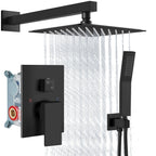 Aolemi Shower Faucet Set Rain Shower System with Handheld Spray Bathroom Shower Combo Rough-in Valve and Shower Trim Kit Included Matte Black 8 Inch Wall Mount Shower Head