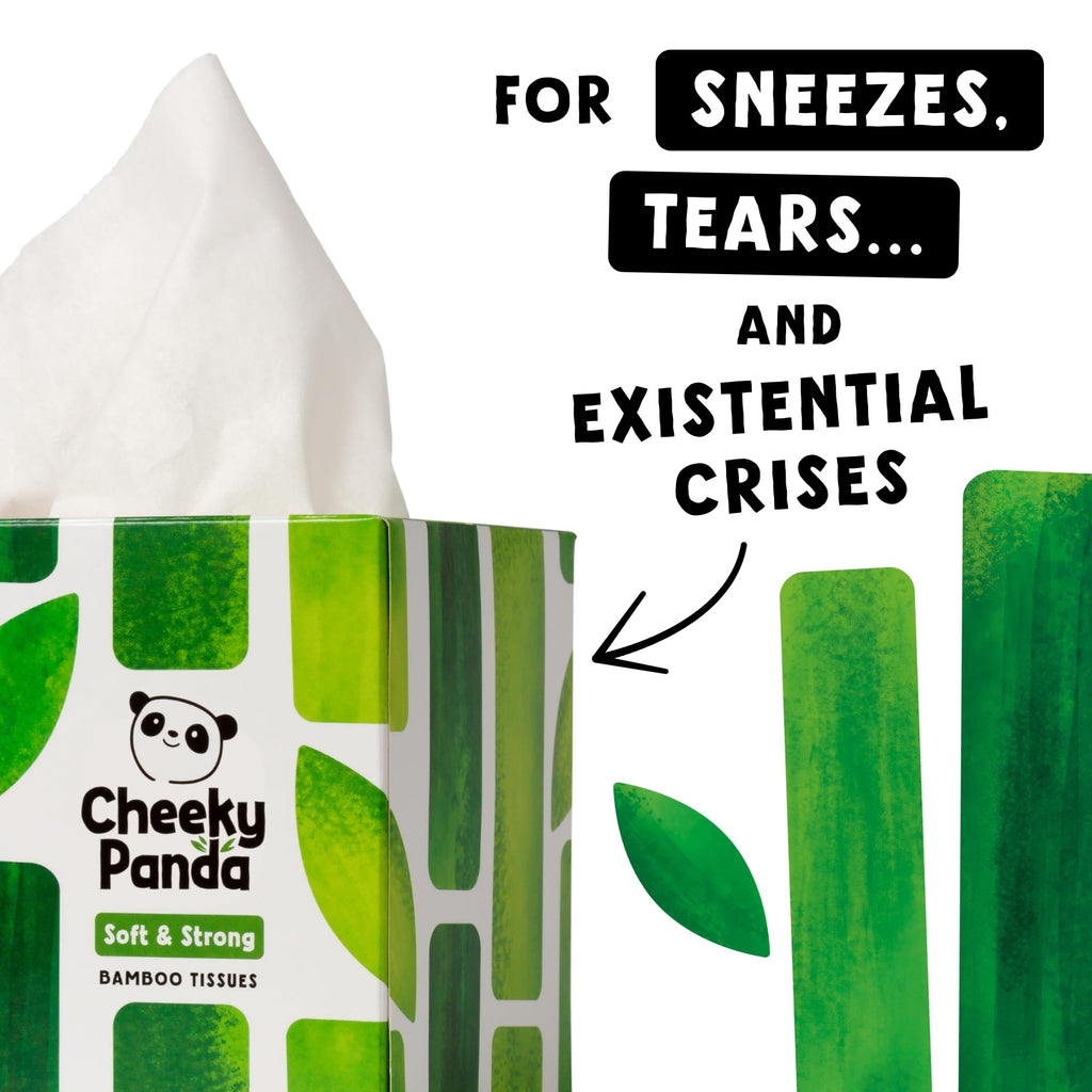 The Cheeky Panda Bamboo Facial Tissues Boxes | 12 x Tissue Boxes | Soft 3 Ply Bamboo Tissue Paper Bulk | Sustainable Tissues Cube Box