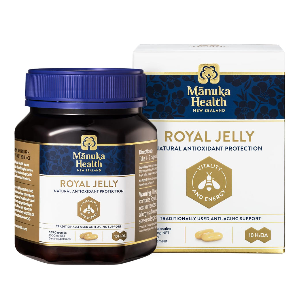 Manuka Health Royal Jelly Capsules, 1000mg NET - 180 Count (3-Month Supply) - Traditional Anti Aging Supplement from New Zealand