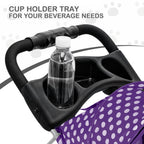 MoNiBloom 3 Wheels Pet Dog Cat Stroller for Small Medium Dogs Cats, Foldable Jogger Stroller w/Storage Basket and Cup Holder, Purple Polka Dots