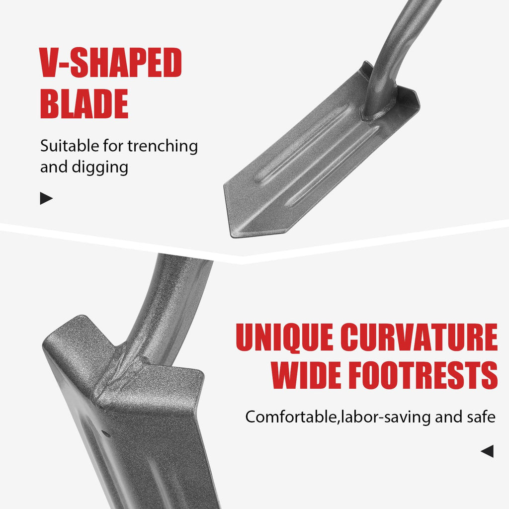 HANTOP 4-in Sharpened Blade Trench Shovel with Fiberglass Handle 57 inches