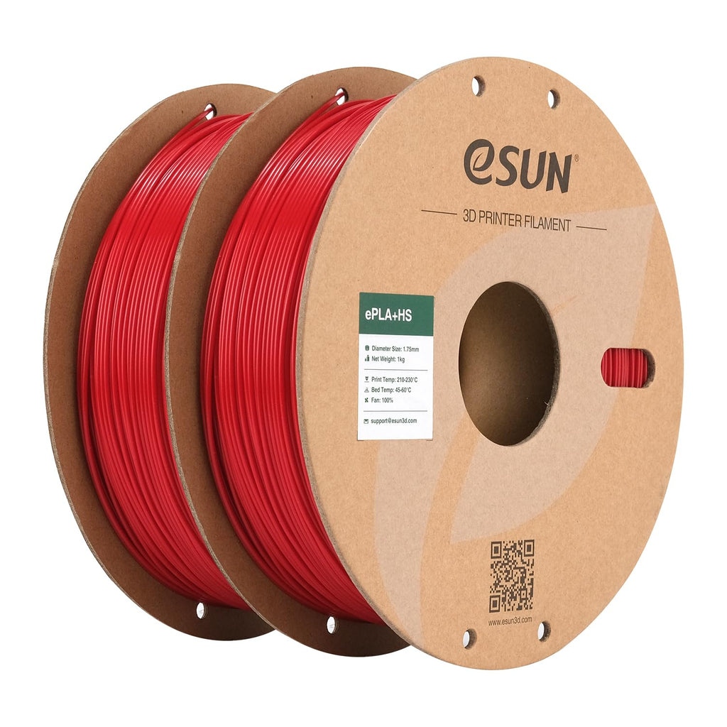 eSUN High Speed PLA+ Filament 1.75mm, 3D Printer Filament Speedy PLA Plus for Fast Printing, 1KG per Spool, 2 Spools 3D Printing Filament, Fire Engine Red