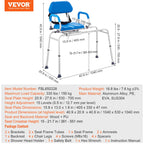 VEVOR Sliding Tub Transfer Bench with 360 Degree Swivel Seat, Sliding Shower Chair with Pivoting Armrest & Padded Seat and Safety Belt, Height Adjustable Bath Chair for Elderly Disabled, 330LBS