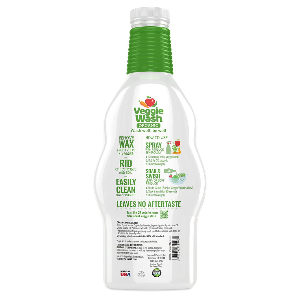 Veggie Wash Organic Fruit and Vegetable Wash Refill, Certified Organic, Ideal for Cleaning Produce, 32 Fluid Ounce, Pack of 2