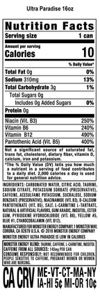 Monster Energy Ultra Paradise, Sugar Free Energy Drink, 16 Ounce