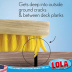 LOLA Deck Scrub Brush Outdoor Broom, Durable Bristles Remove Dirt, Grime, Grout, Leaves, Snow on Patios, Decks, Wet or Dry, 2 Pack