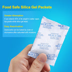 Absorbking Silica Gel Packets, 50 Gram 50 Packs Food Safe Moisture Absorbers, Desiccant Packs for Storage, Reusable Desiccant for Foods, Storage Bins, 3D Filaments, Electronics, Safes