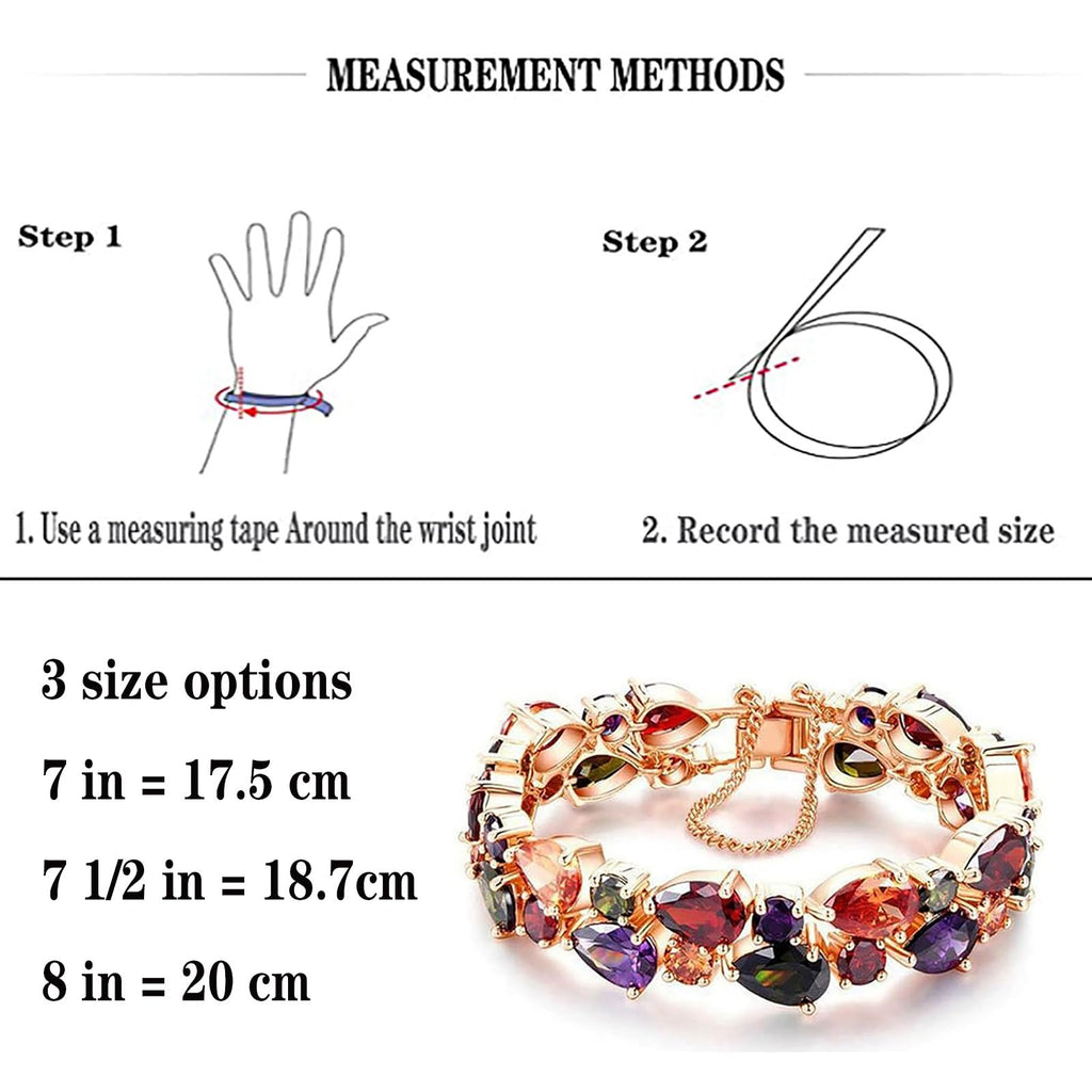 Hermosa 14K Rose Gold Plated Bracelets, Multicolor Cubic Zirconia Classic Tennis Bracelet | Rose Gold Bracelets for Women | Size 7-8 Inch (8 Inch)