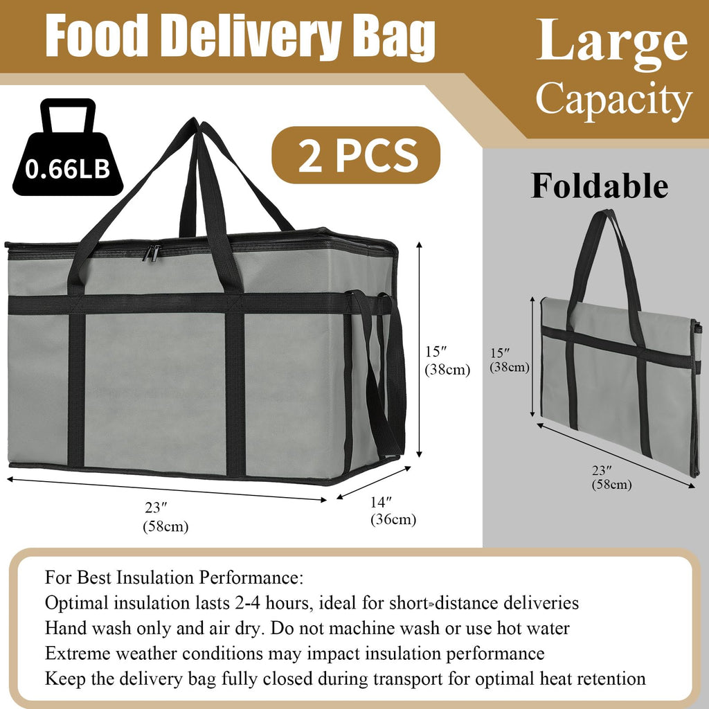 2 Pack Insulated Food Delivery Bag, XXXL Catering Bag for Keep Food Warming