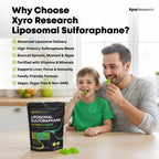 Xyro Research Liposomal Sulforaphane Gummies - 150mg Broccoli Sprout Extract with Vitamins Supplement for Kids Adults - Antioxidant Cellular Health & Liver Detox Support - Non-GMO Vegan Sugar-Free