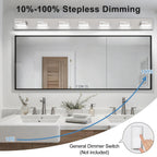 LKHF LED Modern Bathroom Vanity Light Fixtures, Dimmable Brushed Nickel Vanity Lights for Bathroom Lighting Fixtures Over Mirror, with 360° Rotatable Acrylic Heads 7-Light 48-inch (Cool White 6000K)