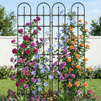 PICNICNI Black Garden Trellis, 71x21 Inch Metal Arch Decoration with Rustic Iron & Black Coating, 2 Pack Outdoor Plant Support for Climbing Roses, Vines, Flowers, Vegetables
