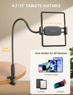 Lamicall Gooseneck Tablet Holder for Bed, Unique Tapered Flexible Arm