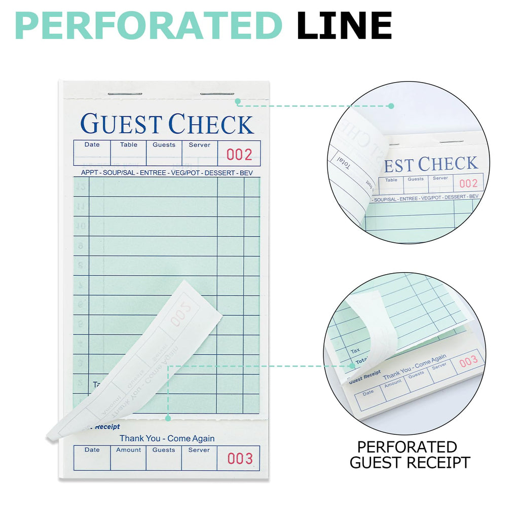 XKDOUS 30 Pack Server Books, Server Note Pads, Guest Check Books for Servers, Waitress Notepads for Restaurants, 1500 Orders Total