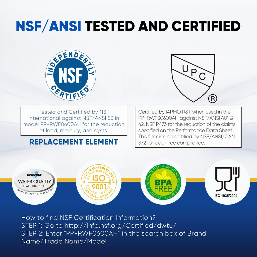 PUREPLUS NSF/ANSI 401, 53, 42 & NSF P473 Certified Replacement for HDX FMG-1, PL-100, WFC1201, PC75009, RWF1060, RWF0600A, 469991 Refrigerator Cartridge,1Pack