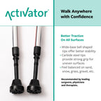 Urban Poling ACTIVATOR® Walking Poles for Balance and Rehabilitation – 1 Pair – Ergonomic CoreGrip™ Handles – Adjustable, Collapsible, and Lightweight for Stability and Recovery in Silver/Red