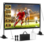 120inch Projector Screen with Stand: Portable Projector Screen Outdoor Indoor Front/Rear16:9 4K HD with Carry Bag Sandbag- Movie Screen for Backyard Moive Night, Camping, Theater