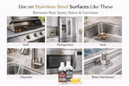 CLEAN MY STEEL Stainless Steel Rust Stain Remover & Cleaner Kit, NSF Safe for Food Areas. Includes Cleaner for Commercial Equipment, Appliances, Gloves & Sponge (8.5 oz)