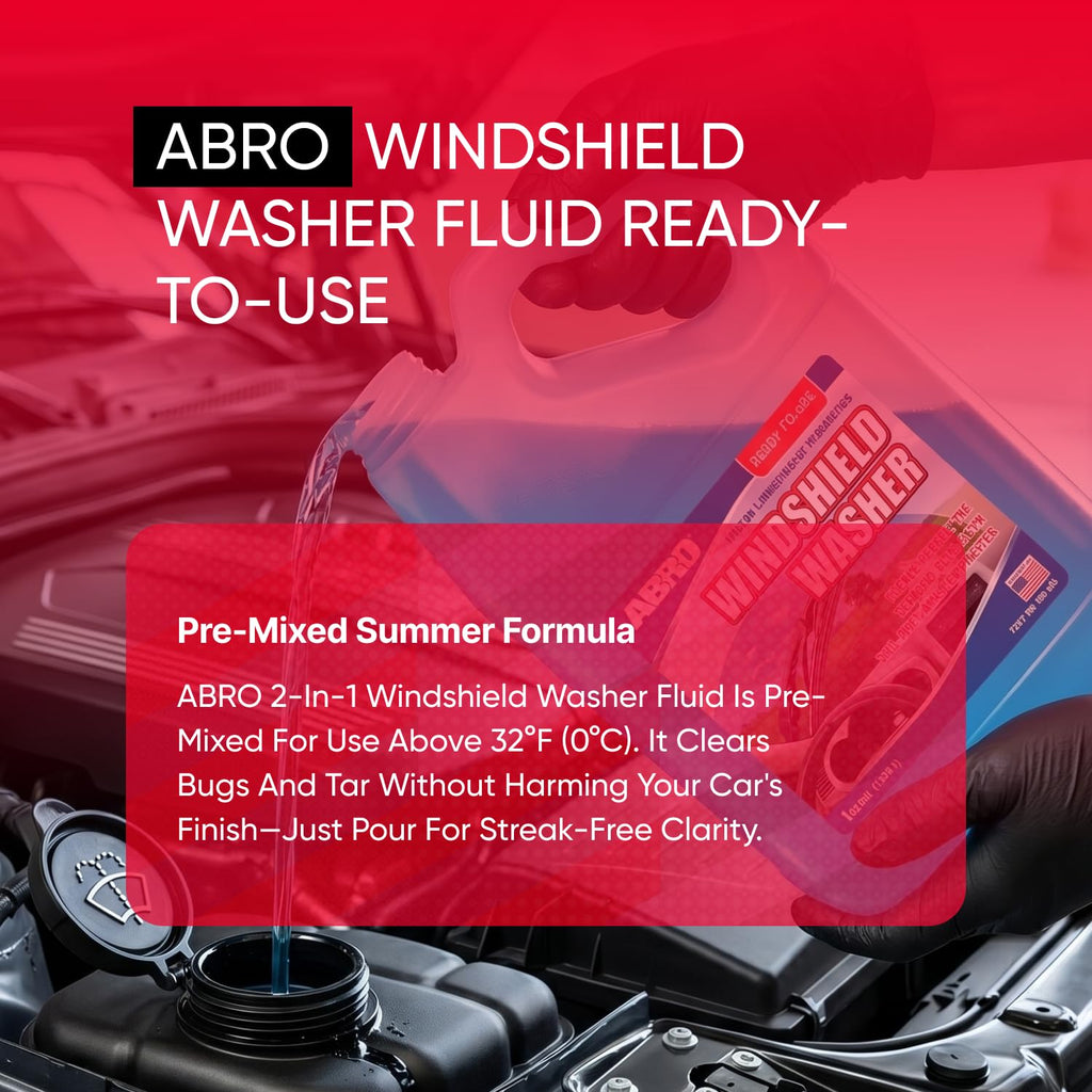 ABRO Windshield Washer Fluid 1 Gallon, Streak-Free Bug Remover, 1 Pack