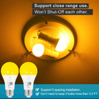 Qualilux Dusk to Dawn A19 LED Bug Light Bulbs Outdoor, 1900K Amber Yellow, 600 Lumen, 9.5W, E26, 4-Pack, HQ-H018