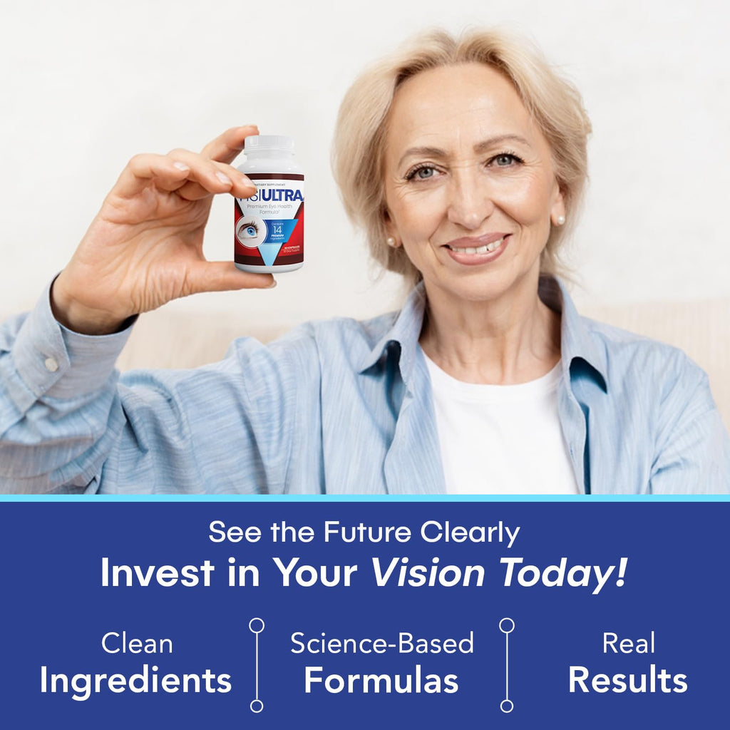 VisiUltra Eye Health Supplement – 14 Essential nutrients for Clear Vision, Blue Light Protection, and Long-Term Eye Health. Supports Clarity and Eye Wellness. 60 Capsules. (6 Pack)