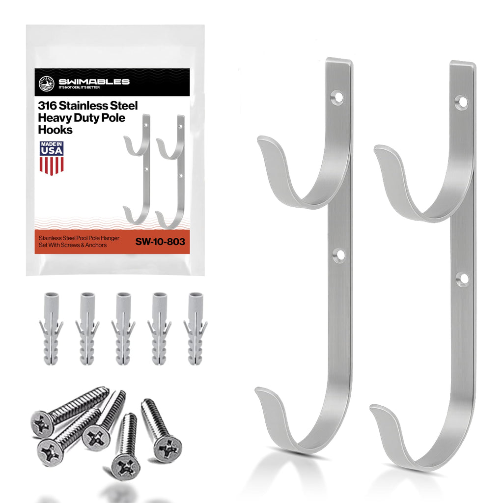 Swimables 316 Stainless Steel Heavy Duty Pool Hooks - Telescopic Pole Hanger - Ideal for Swimming Pool - Designed in USA
