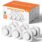 Hilmon Smoke Alarm Fire Detector,Battery Operated Photoelectric Smoke Detector with Test Button and Low Battery Warning, Fire Alarms Smoke Detectors for Home, 6 Pack