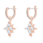 Swarovski Symbolica Collection Women's Dangling Mini Hoop Pierced Earrings, Rose-Gold Tone Finished with Clear Crystal Accents