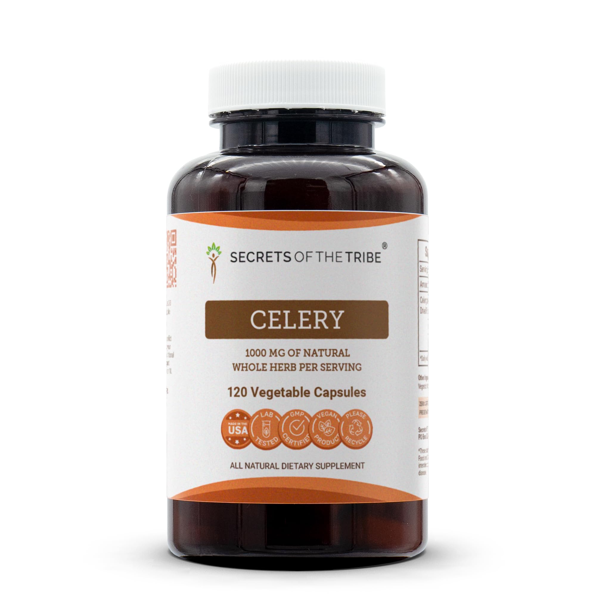 Secrets of the Tribe Celery 120 Capsules, 1000 mg, Celery (Apium graveolens) Dried Fruit and Seed (120 Capsules)