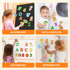 JoyCat Wooden Kids Magnets – 26 Cute Animals, Alphabet Uppercase Letters, and 0-9 Numbers, Fridge Magnets for Toddlers, Fun Educational Spelling Learning Gift for Toddlers & Kids