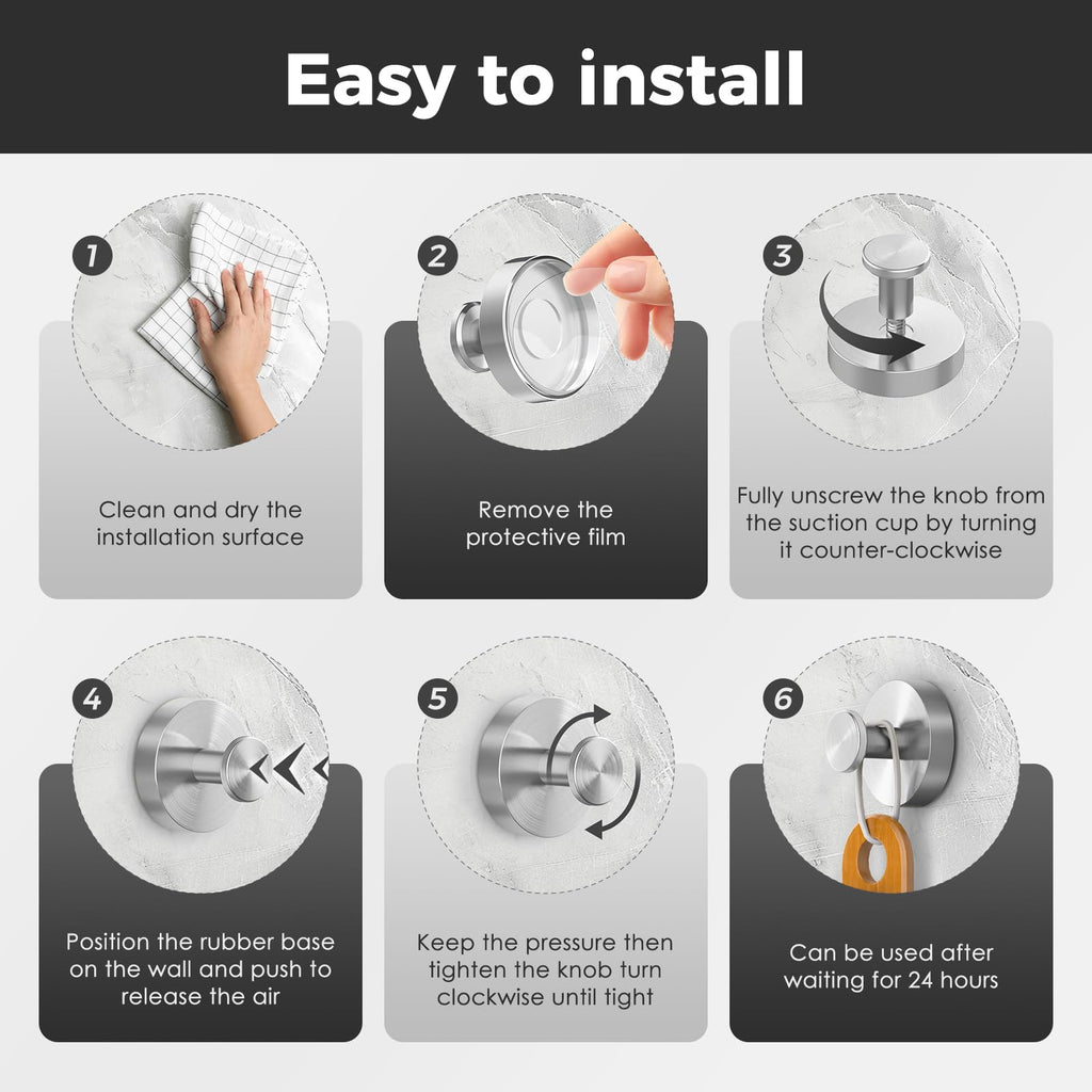 WingWider Shower Hooks for Inside Shower,Suction Cup Hooks for Glass Window,Removable Towel Hooks for Bathrooms,4 Packs(Silver)