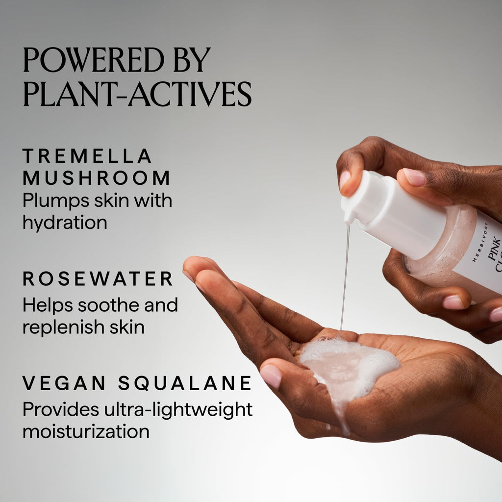 HERBIVORE Pink Cloud Creamy Jelly Cleanser | Hydrating Face Wash with Rosewater, Squalane + Tremella Mushroom, Gently Cleanses + Removes Makeup, Vegan, Plant-Based, Cruelty-Free 100 mL / 3.4 oz