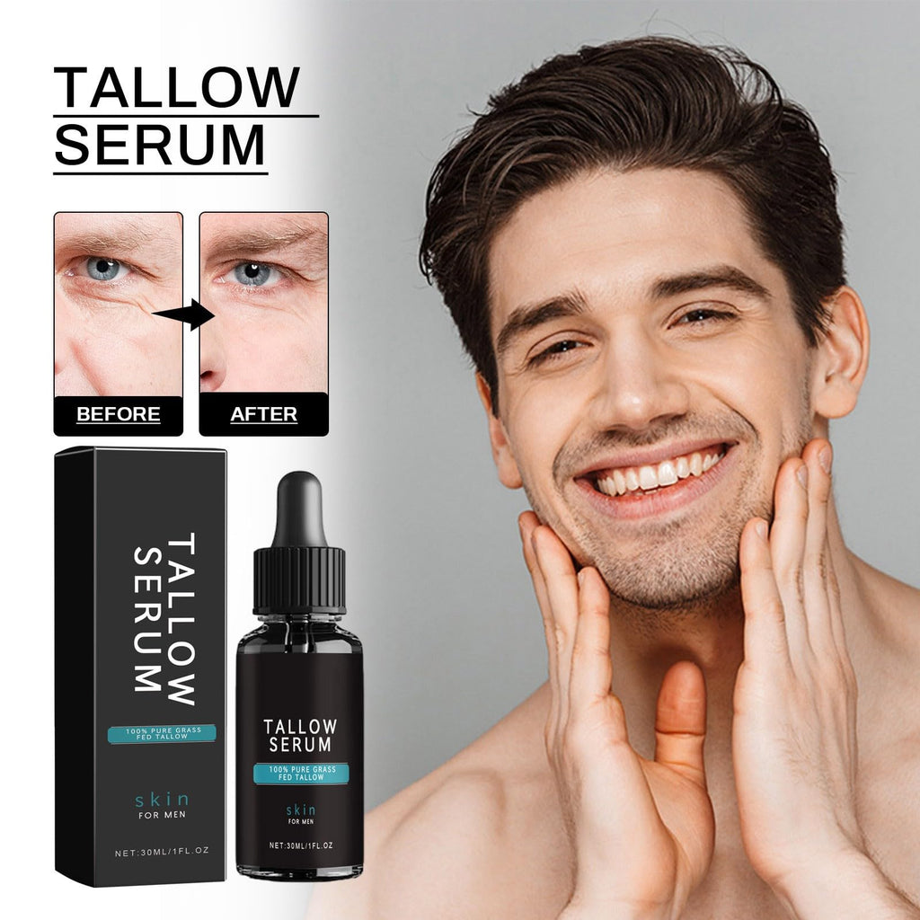 Tallow Skin Care for Men - Wrinkle Defense Tallow Balm, Tallow Face Moisturizer, Natural Tallow Men's Face Wash, Beef Tallow for Skin Face Moisturizer, Anti-Wrinkle Night Serum (1 Set)