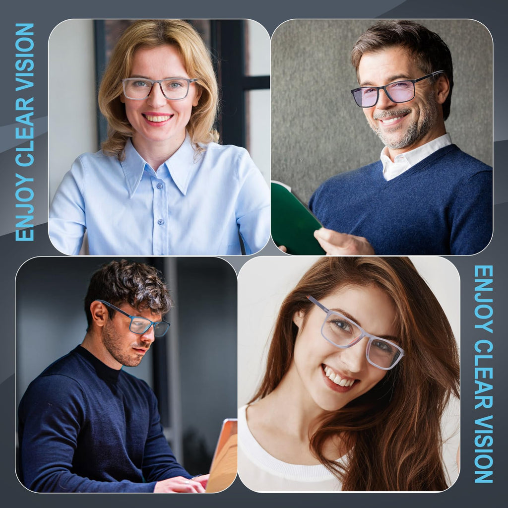 BLOEXCLU 6 Pack Reading Glasses for Men Sports Style Blue Light Blocking Readers with Spring Hinge Women Eyeglasses (Black & red & Brown & Orange & Blue & transparent, 2.5, x)