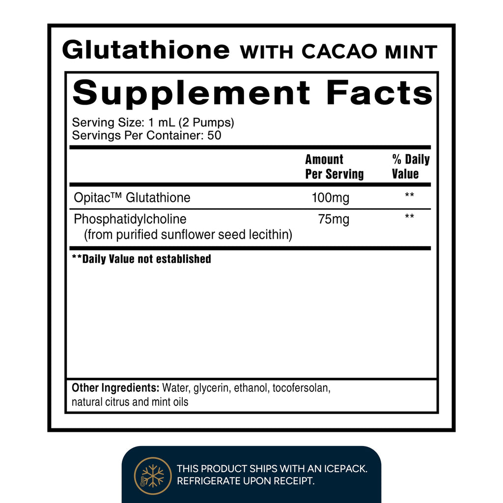 Quicksilver Scientific Liposomal Glutathione - Superior Absorption Oral Glutathione Supplement for Detox & Immune Support - Cacao Mint (1.7 fl oz)