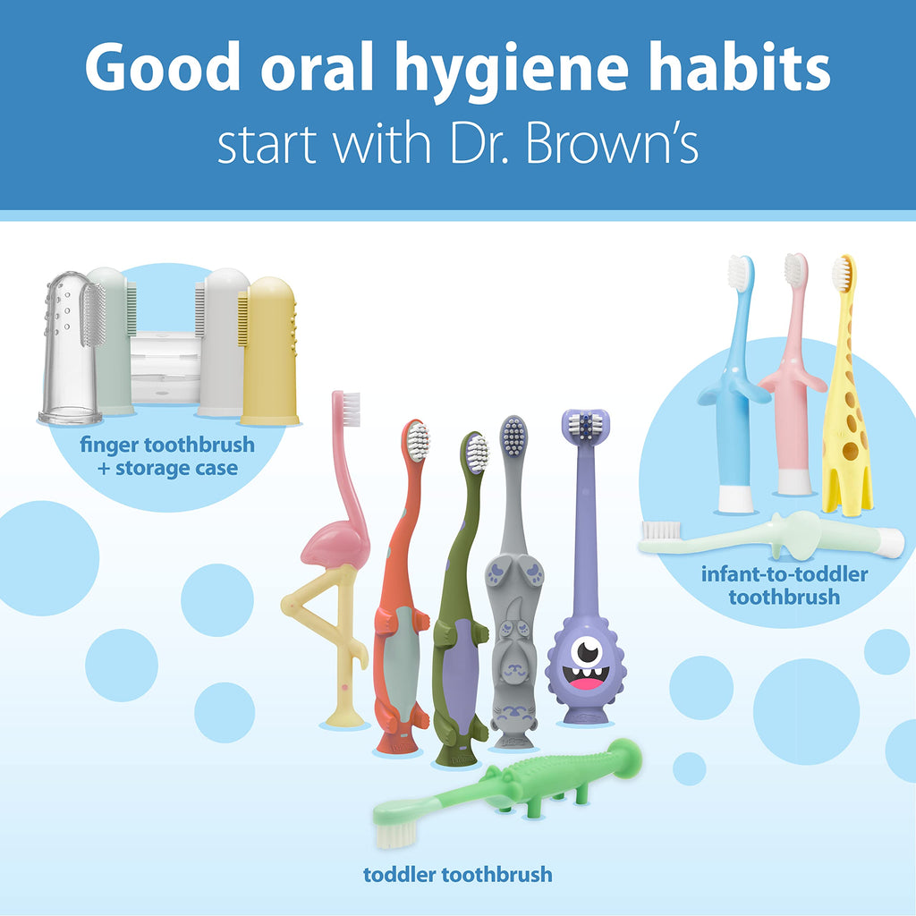 Dr. Brown's Baby and Toddler Toothbrush Set, Otter with Apple Pear Flavor Toothpaste