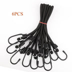 ZHOUBIN 18 inch Bungee Cords with Hooks - Black Bungee Cords 6 Pcs