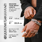 Urban Jewelry Men’s 316L Stainless Steel Link Bracelet, Black & Silver, 8.5" Length, Heavy Chain, Scratch Resistant, Hypoallergenic, Gift Ready