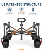 TIMBER RIDGE 600L Beast Wagon 26" W Extra Wide All Terrain Folding w/Big Wheels, Cargo Net & Tailgate, 26" W and 54.5" L, 400lbs Heavy Duty Collapsible Portable Cart for Camping, Sports, Dogs, Blue