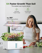 URUQ 8 Pods Hydroponics Growing System with LED Grow Light - White