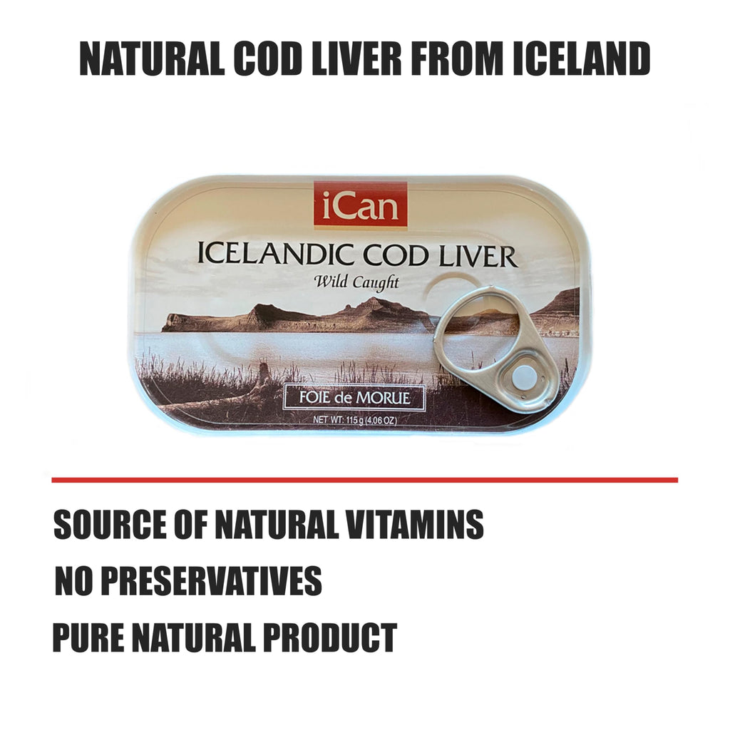 Icelandic Cod Liver Wild Caught (Foie de Morue) 4oz. (PACK OF 12 CANS)