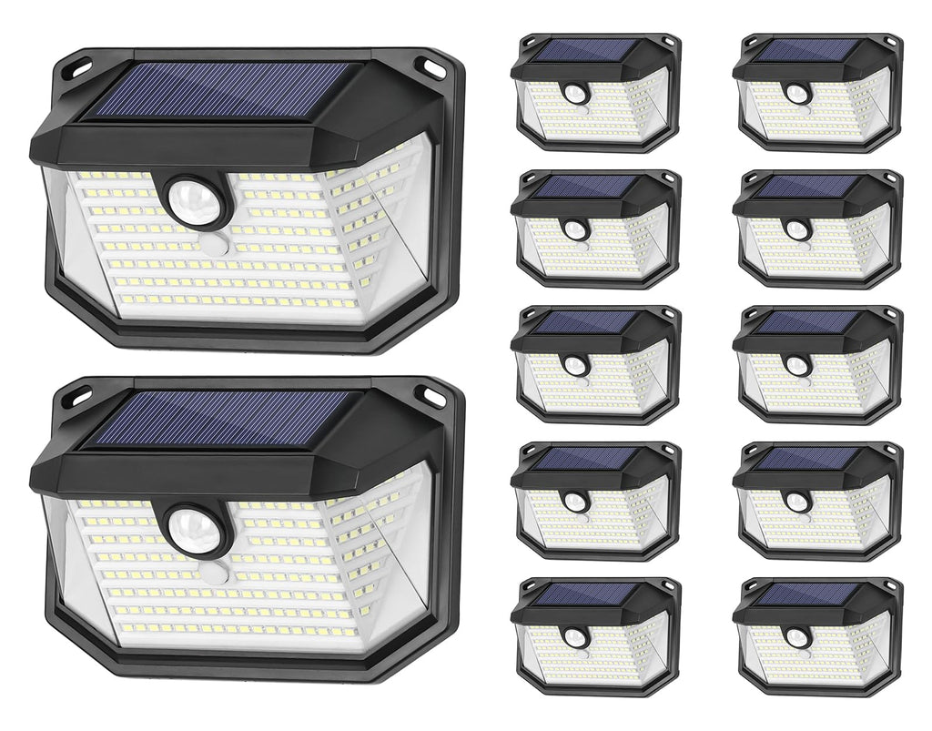Solar Outdoor Lights, 12-Pack Super Bright 178 LEDs Motion Sensor Wall Light with 270° Wide Angle & 3 Modes, Waterproof Solar Powered Security Light for Patio Garden Garage Front Door