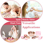 26 Rose Gold Esthetician Supplies Kits 3 Facial Bowls Large Spa Bowls 3 Fan Brushes Makeup 3 Face Mask Brushes Salon Tray 3 Section Skincare Tray 12 Face Sponge Compressed 2 Spa Headbands for Women