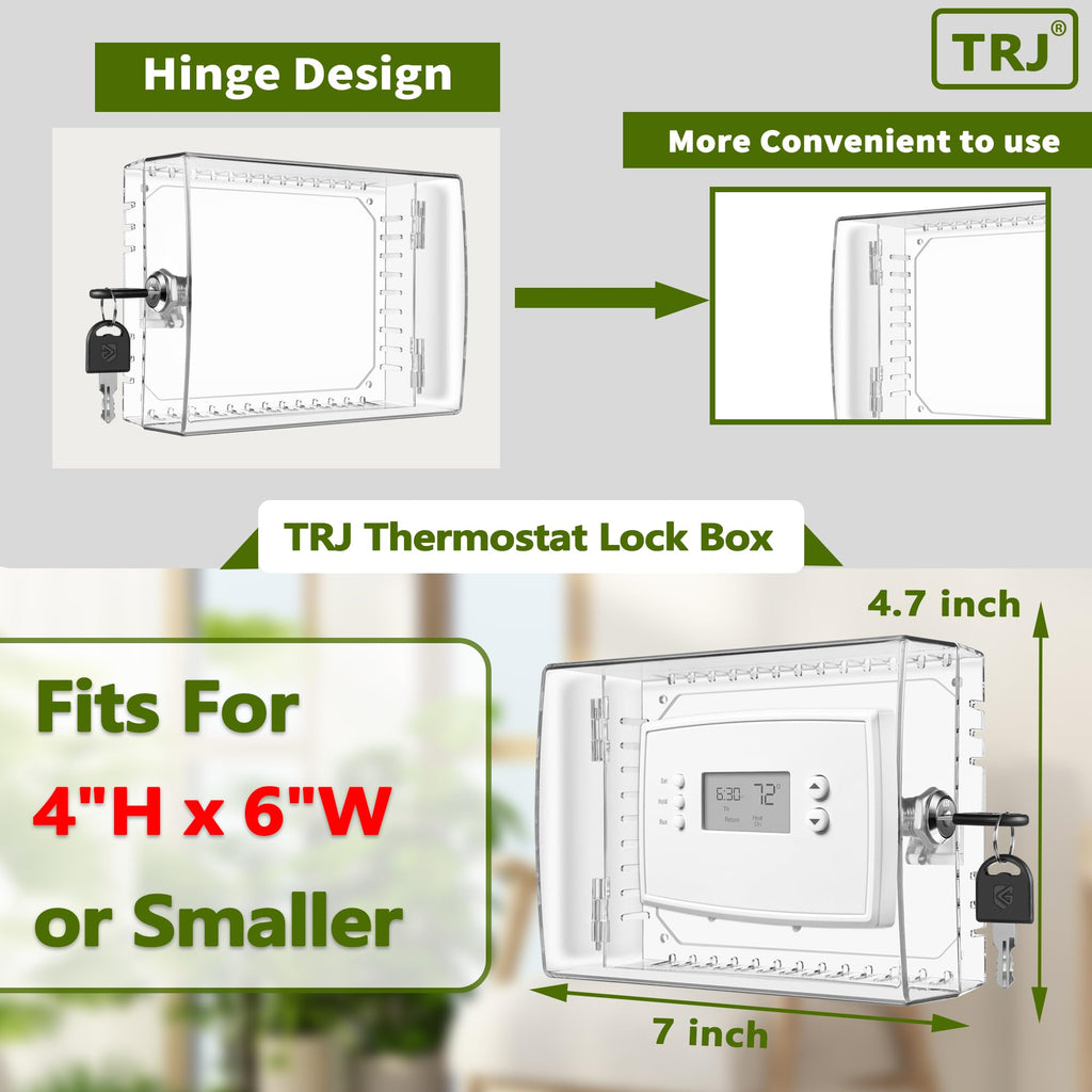 6 PCS Thermostat Lock Box with Key, Large Thermostat Cover with Lock for Thermostat on Wall, AC Control Lock Box Cover with Key, Air Conditioner Lockbox Fits Thermostats 5" H x 6" W or Smaller