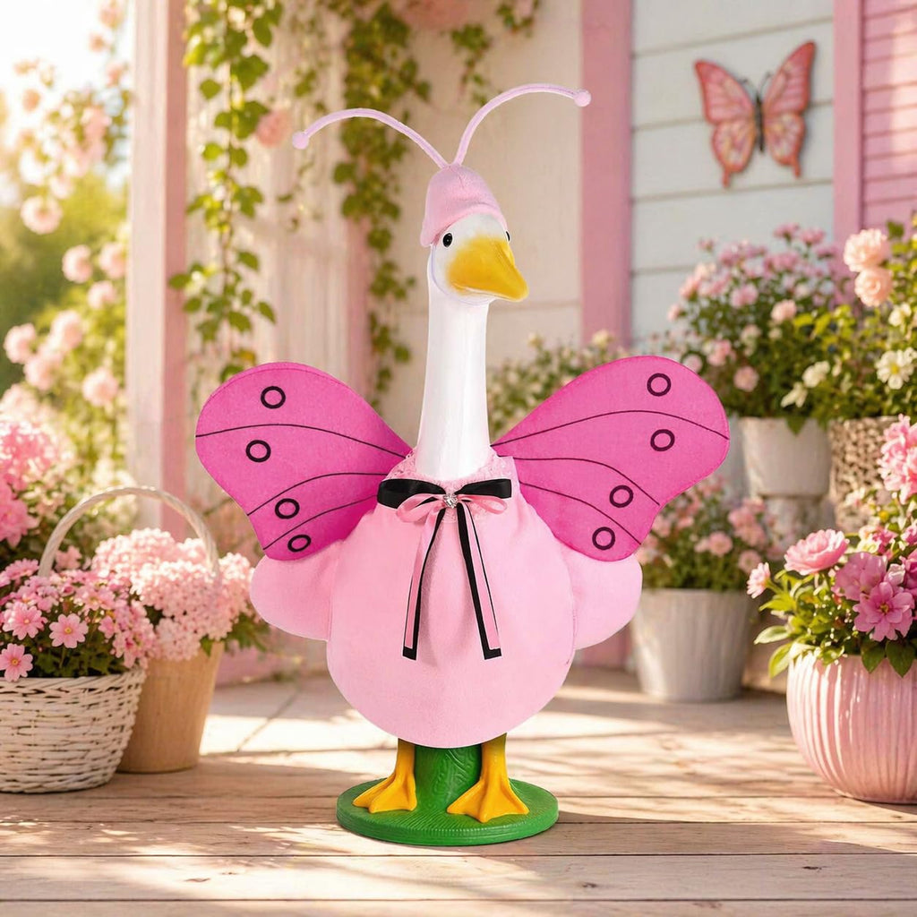 Bolsome Summer Goose Outfit Porch Goose Butterfly Outfit 23 Inch Garden Goose Butterfly Clothes with Wings Antenna Hat for Summer Holiday Outdoor Patio Yard Lawn Art Decor