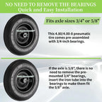 RRQ 4.80/4.00-8 Tire and Wheel, 16" Pneumatic Wheelbarrow Tires, 2 Pack