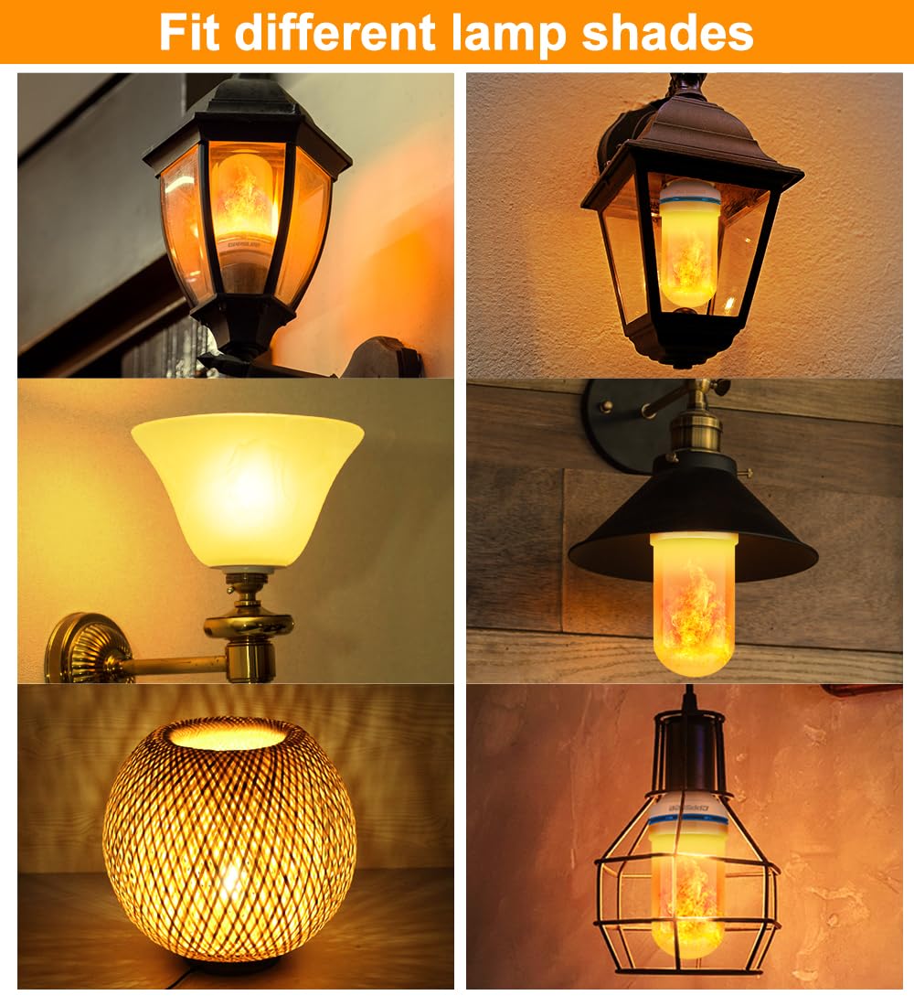 CPPSLEE Upgraded Flame Light Bulbs, 4 Modes Flickering Light Bulbs, E26 Base Fire Flame Bulb for Halloween Decorations Outdoor, Christmas Lights Patio Indoor Home Decor (Yellow, 6 Pack)