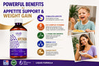 Apetasin Blended Multivitamin Appetite Booster Weight Gain Stimulant Food Booster for Underweight Adults Kids Elderly with L-Lysine B1 B2 B3 B5 B6 B12 Omega 3 Cilantro Ginger Herbal Hunger Activators