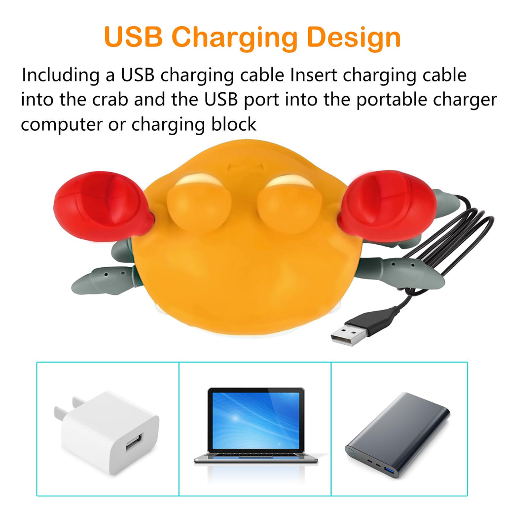 Plnmlls Crawling Crab Baby Toy - Tummy Time Toys-with Music and LED Light,Built-in Rechargeable Battery and Volume Can be Turned Off for 0-6 6-12 12-18 36 Months Walking Toddler Birthday Gift(Orange)